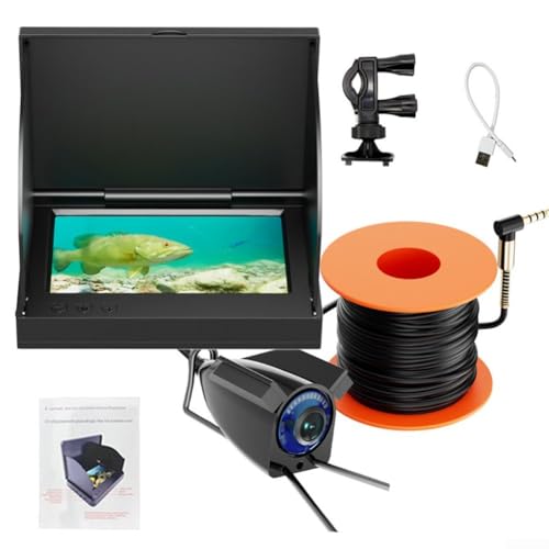 12,7 cm Fischfinder, Unterwasser-Angelkamera, tiefer Fischfinder für Fischerboot, Angeln, Monitor, Unterwasserkamera, Angelgeräte (5,0 IPS + Kamera 20 m) von CWOQOCW