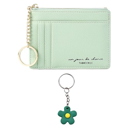 1 Grünes Damen-Kartenetui, 1 Grüner Blumenanhänger, Damen-Kartenetui Aus Leder, Schlichtes Leder-Kartenetui, Schmales Damen-Portemonnaie 1 Grünes Damen-Kartenetui, 1 Grüner Blumenanhänger, Damen-Kartenetui Aus Leder, Schlichtes Leder-Kartenetui, Schmales Damen-Portemonnaie von CWPFVQA