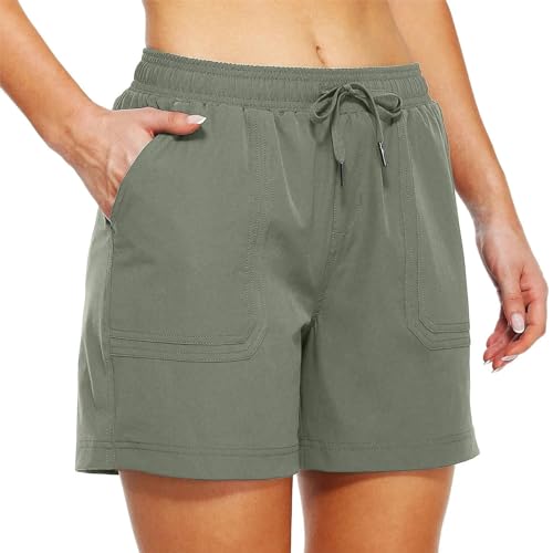 CWXKGL Shorts Damen Frauen -schweißshorts Mit Taschen Draw String Training High Taille Lounge Casual Cotton Shorts-grün-s von CWXKGL
