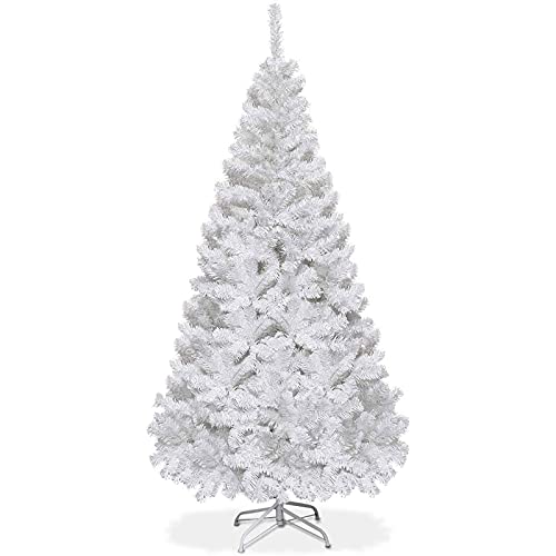 8 Fuß hochwertiger silberner Weihnachtsbaum, künstlicher Weihnachtstannenbaum aus PVC, leichter, aufklappbarer, mehrfarbiger Weihnachtsbaum mit Metallständer, einfach zu montierende Festdekoration - von CWZZWS