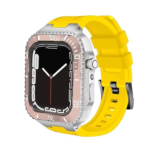 CWZZWS 45-mm-Modifikationsset für Band 8-Gehäuse Mod-Kit 44-mm-Stahl-Metallgehäuse-Lünette Silikonarmband für IWatch 8-Serie 7 6 5 4 von CWZZWS