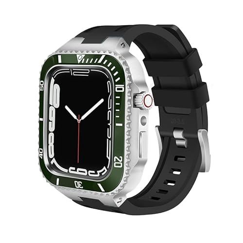 CWZZWS 45-mm-Modifikationsset für Band 8-Gehäuse Mod-Kit 44-mm-Stahl-Metallgehäuse-Lünette Silikonarmband für IWatch 8-Serie 7 6 5 4 von CWZZWS