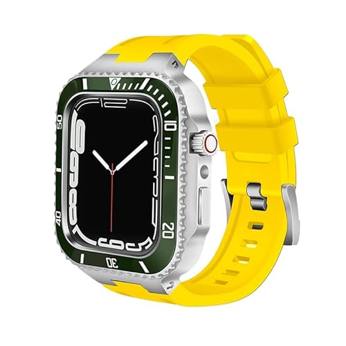 CWZZWS 45-mm-Modifikationsset für Band 8-Gehäuse Mod-Kit 44-mm-Stahl-Metallgehäuse-Lünette Silikonarmband für IWatch 8-Serie 7 6 5 4 von CWZZWS