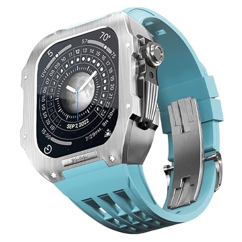 CWZZWS Edelstahl-Uhrenarmband für Band 44/45 mm Uhrenarmband mit Gehäuse, für iwatch 8 7 6 SE 5 4 Serie Cover-Schutz-Zubehör von CWZZWS