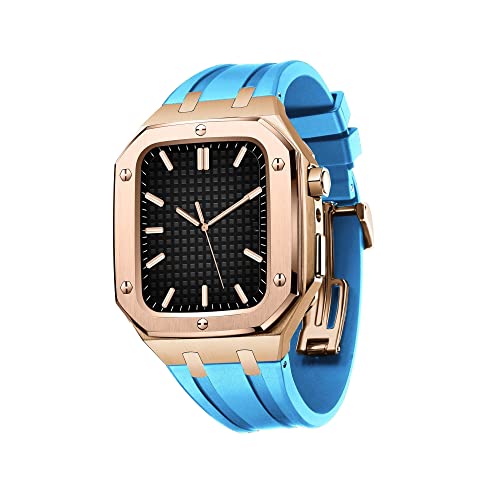 CWZZWS Für Band 45mm 44mm Männer Frauen Militär Metallgehäuse mit Silikonband stoßfest Stoßstange für IWatch Serie 7/SE/6/5/4 schönes Geschenk von CWZZWS