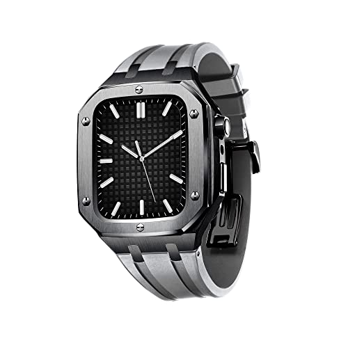 CWZZWS Für Band Serie 8 45mm 44mm Männer Frauen Militär Metallgehäuse mit Silikonband stoßfeste Stoßstange für IWatch Serie 7/SE/6/5/4 Schönes Geschenk von CWZZWS