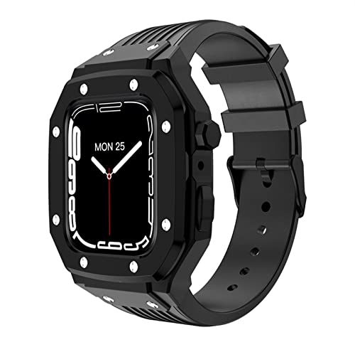 CWZZWS Für Bandgehäuse Serie 8 7 6 5 4 SE Metallrahmen Silikonarmband für Iwatch Serie 42MM 44MM 45MM Modifikation Mod Kit von CWZZWS