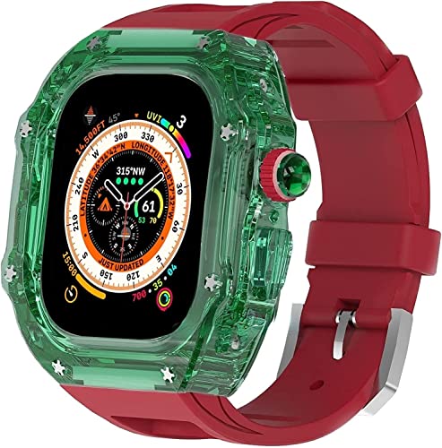 CWZZWS Klares Uhrengehäuse + Uhrenarmband-Modifikationsset, für Ultra 49 mm, vollständig transparente Uhrenabdeckung und Uhrenarmband-Mod-Set, für Iwatch 8, 7, 6, 5, 4 SE-Serie von CWZZWS