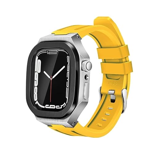 CWZZWS Luxus-Modifikationsset, Mod-Metallrahmen-Lünette für Bandgehäuse 8, 7, 6, 5, 4, 3, 44 mm, 45 mm, Armband für IWatch Serie 7 von CWZZWS