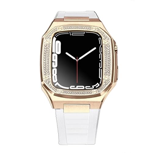 CWZZWS Luxus-Modifikationsset für Band + Gehäuse, 41 mm, 45 mm, Diamant-Lünette für iWatch-Serie 8, 7, 6 SE, 5, 4, 44 mm-Armband mit Werkzeug von CWZZWS