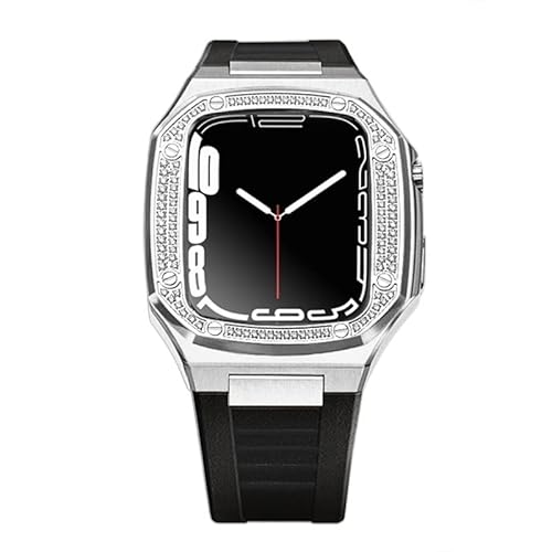 CWZZWS Luxus-Modifikationsset für Band + Gehäuse, 41 mm, 45 mm, Diamant-Lünette für iWatch-Serie 8, 7, 6 SE, 5, 4, 44 mm-Armband mit Werkzeug von CWZZWS