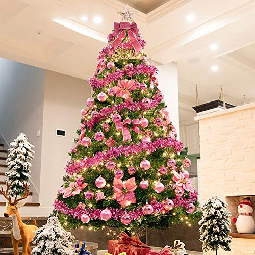 CWZZWS Luxus-Weihnachtsbaum mit Ornamenten, künstliche aufklappbare Weihnachtskiefer für Weihnachten, Zuhause, Hochzeit, Festival, Party, Deko, Rosa, 300 cm (10 Fuß), modisch von CWZZWS