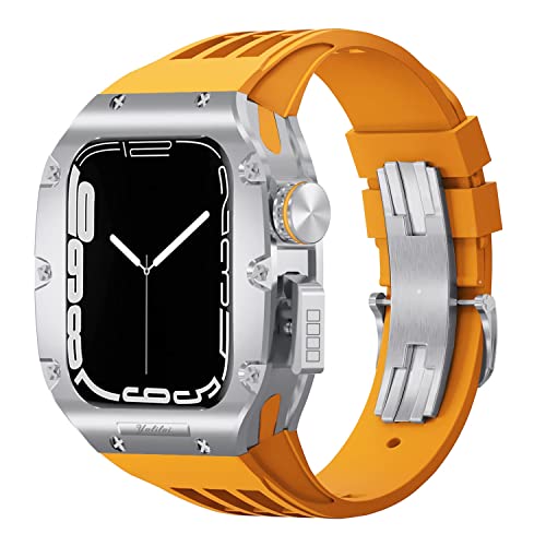 CWZZWS Uhrenarmband-Modifikationsset, für 44 mm 45 mm, Uhrengehäuse aus Titanlegierung für iWatch Serie 8, 7, 6, 5, 4 SE, Sport-Uhrenarmband-Modifikationsset aus Gummi von CWZZWS