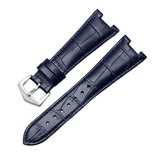 CWZZWS Uhrenarmband aus echtem Leder für Patek Philippe 5711 5712G Nautilus-Uhren für Herren und Damen, Uhrenarmband mit spezieller Kerbe, 25 mm x 12 mm (Farbe: 25–12 mm, Größe: Schwarz-Gold) von CWZZWS