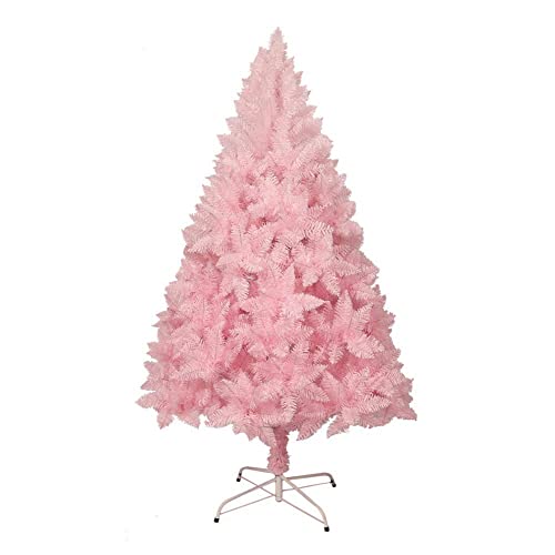 Künstlicher Weihnachtsbaum in Rosa, Weihnachtsbaum, aufklappbar, Fichte, matt, PVC-Weihnachtsbaum mit Metallständer, Premium-verschlüsselter Voll-Weihnachtsbaum, festliche Dekoration, rosa, 7 Fuß von CWZZWS