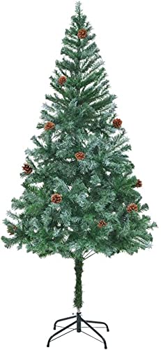 Weihnachtsbaum Künstlicher Baum Unbeleuchteter Weihnachtsbaumschmuck Schneebeflockter Reißverschlussbaum Mit Beeren Tannenzapfen Metallklappständer Für Weihnachtsdekorationen (Größe: 150 cm) (180 cm) von CWZZWS