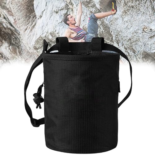 CXAFQ Klettern Anti Rutsch Stein Pulver Pack, Kreidebeutel Set für Klettern, Bouldern, Kreideball, Kreidebürste, Klettergriff, Stärke, Fitnessstudio, Gewichtheben, Verstellbarem Gürtel (Schwarz) von CXAFQ