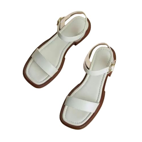 CXHJCQ Sandalen Mode Sandalen Frauen Low Heels Open Toe Slingback Schuhe Für Frauen Nicht rutschfeste Soft Allein Sandalen-Weiß-37 von CXHJCQ