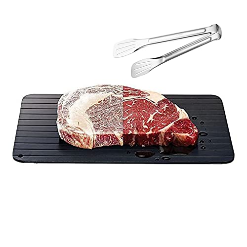 CXLHZCJB Auftauplatte für gefrorenes Fleisch, Schnellauftauplatte, Auftauplatte aus Aluminium mit Küchenzange (Größe: M) von CXLHZCJB