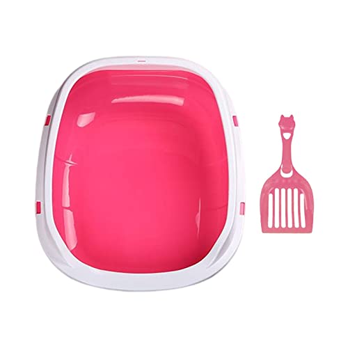 CXLHZCJB Halbgeschlossene Katzentoilette, Toilette, Sandkasten, tragbare Katzentoilette mit hohem Seitenrand, Katzentoilette für, Pink von CXLHZCJB