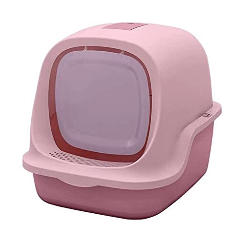 CXLHZCJB Katzentoilette Katzentoilette Große geschlossene Katzentoilette mit transparenter Türabdeckung Spritzwassergeschützte Katzentoilette Heimtierbedarf Haustiertoilette (Farbe: Rosa) von CXLHZCJB