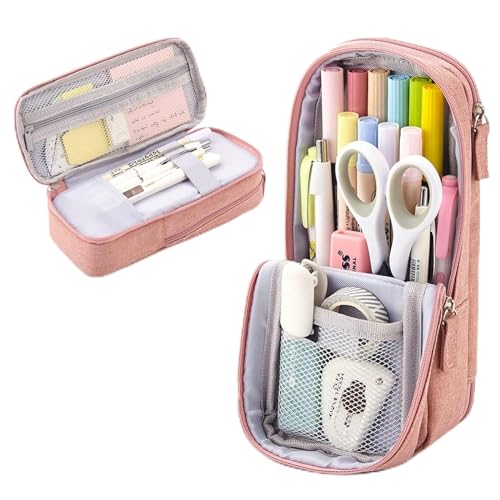 CXLHZCJB Niedliches Federmäppchen, Stifthalter, großes Fassungsvermögen, Schreibwarentasche, Make-up-Kosmetiktasche, Organizer für Schulanfangsbedarf für Kinder, Jungen, Mädchen, Schule, Büro (Rosa) von CXLHZCJB