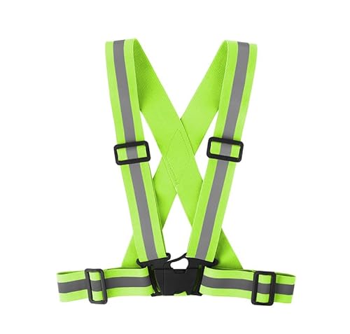 CXNXFD Reflektierende Warnweste,Outdoor-Reflexweste, reflektierendes Band, Unisex-Sicherheitsweste, geeignet zum Laufen, Radfahren, Joggen, Wandern, Neongrün, verstellbare Gurte von CXNXFD