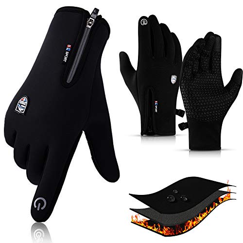 CXW Winterhandschuhe Touchscreen Vollfinger Fahrradhandschuhe für Männer und Frauen (Schwarz, M) von CXW