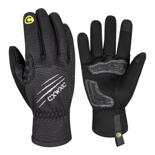 CXWXC Handschuhe Fahrrad Herren Winddicht,Touchscreen Fahrradhandschuhe Wasserdicht Winter Damen,Thermo Fleece Rennrad Anti-Rutsch Porthandschuhe für Laufen,Wandern,Fahren von CXWXC