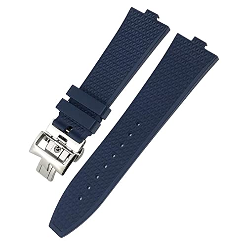 CXYMUWC 24 mm * 7 mm Fluorkautschuk-Uhrenarmbänder passend für Vacheron Constantin 5500V 4500V 7900 Schwarz-Blau-Uhr Herren wasserdichtes Armband von CXYMUWC