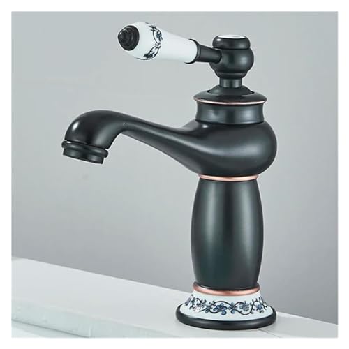 CXYMUWC Badezimmer-Wasserhahn mit Antik-Bronze-Finish, Waschbecken aus Messing, Wasserhähne aus massivem Messing, Einhand-Wassermischbatterien, Badezimmer-Wasserhahn von CXYMUWC