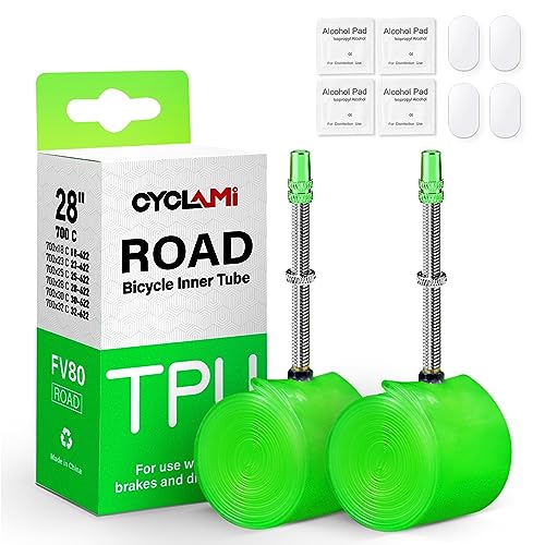 CYCLAMI 38g 2er-Pack Fahrrad Rennrad Schlauch 700 x18/23/25/28/30/32c FV-Ventil 45mm/60mm/80mm Im Lieferumfang 4 Stück TPU Fahrradreifen Flicken CYCLAMI 38g 2er-Pack Fahrrad Rennrad Schlauch 700 x18/23/25/28/30/32c FV-Ventil 45mm/60mm/80mm Im Lieferumfang 4 Stück TPU Fahrradreifen Flicken von CYCLAMI