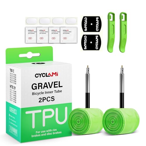 CYCLAMI 2 PCS TPU-Schotterschlauch 700C x 32-47 Zoll Schotter- und 29-Zoll-MTB-Fahrrad, kompatibel mit 700 x 32C-47C Rennrad, 29-Zoll-Mountainbike, FV 45/65 mm (2P-AMI-Gravel-FV:45mm) CYCLAMI 2 PCS TPU-Schotterschlauch 700C x 32-47 Zoll Schotter- und 29-Zoll-MTB-Fahrrad, kompatibel mit 700 x 32C-47C Rennrad, 29-Zoll-Mountainbike, FV 45/65 mm (2P-AMI-Gravel-FV:45mm) von CYCLAMI