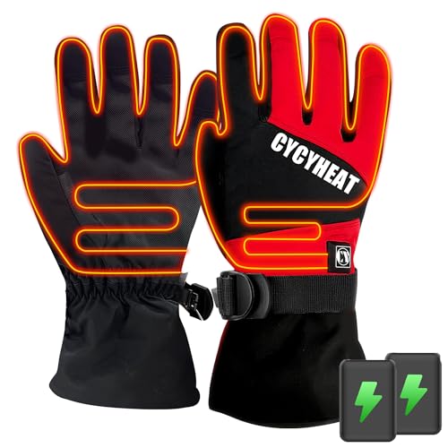 CYCYHEAT Beheizbare Handschuhe Kinder - Beheizbare Handschuhe, 3 Einstellbare Temperaturstufen Skihandschuhe für Winter, Skifahren, Radfahren, Wandern, Camping (Schwarz, L/XL) von CYCYHEAT