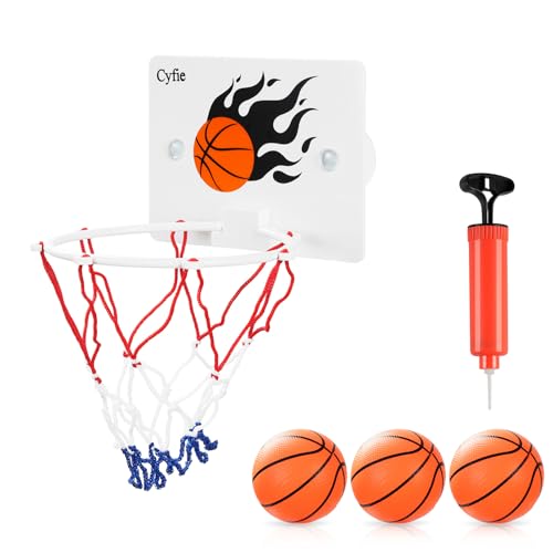 CYFIE Mini Basketball Korb Set, Mini Basketballkorb mit Bälle und Pumpe Büro Basketballkorb mit Saugnapf Mini Basketball Brett für Büro, Zimmer, Schlafzimmer, Badezimmer oder Toilette von CYFIE