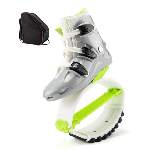CYHTYM Sprungschuhe Silbergrüner Rucksack mit hüpfenden Schnürsenkeln, 4T-Feder, Rebound-Schuhe für Fitness im Innen- und Außenbereich(Large) von CYHTYM