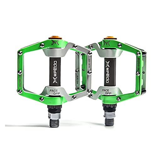 Fahrradpedale,Pedale Fahrrad Fahrradpedal Anti-Slip Ultralight CNC MTB Mountainbike Plattform Pedal Flacher versiegelt Lagerpedale Fahrradzubehör (Color : Green) von CYMKYQ