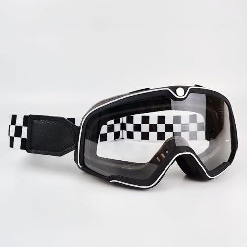 Motocross Brille,Motorradbrille Motorrad Brille Retro Motocross Brille Roller ATV Skifahren Sonnenbrille Brillen Anti-UV Cafe Racer Chopper Radfahren Racing (Color : BL-Clear) von CYMKYQ
