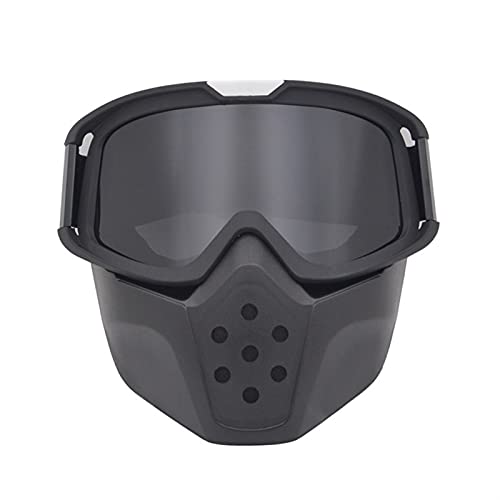 CYMKYQ Motocross Brille,Motorradbrille Motorrad Goggle Maske Retro Open Face Helm Mask Motocrossbrille mit abnehmbarem Maske Paintball Spiel Gesichtsmaske Moto Mask (Color : Grey Lens) von CYMKYQ