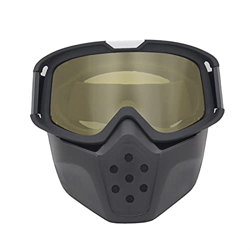 Motocross Brille,Motorradbrille Motorrad Goggle Maske Retro Open Face Helm Mask Motocrossbrille mit abnehmbarem Maske Paintball Spiel Gesichtsmaske Moto Mask (Color : Yellow Lens) von CYMKYQ