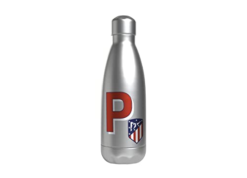 Atlético de Madrid – Wasserflasche aus Edelstahl, luftdicht, mit rotem Buchstaben-Design, 550 ml, Metallfarbe, offizielles Produkt (CyP Brands) von CYPBRANDS