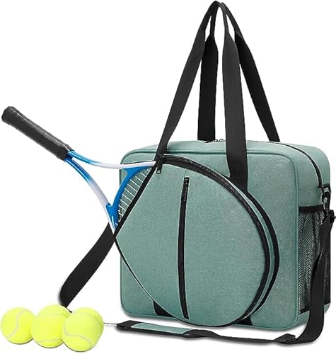 Tennis-Schläger Tragetasche, wasserdichte Tennis-Taschen für Frauen mit abnehmbaren Schulterriemen, großer Stauraum für Sport-Badminton-/Tennis-Schläger-Handtasche (Grün) von CYUREAY