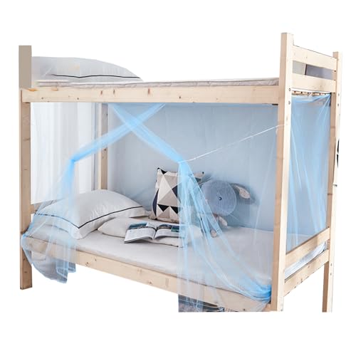 CYZpf Studenten Moskitonetz 4 Eckpfosten Betthimmel Netz Tragbare Mückennetz für Loft-Bett Vorhänge Zuhause und Schlafsaal,Blue,0.9m*1.95m*1.5m von CYZpf