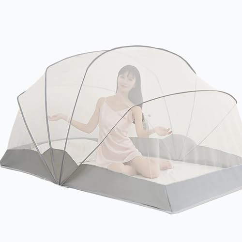 CYzpf Aufklappbar Moskitonetz Einzeltür Tragbare Moskitonetz Bett Faltdesign Einfache Installation Zelt Bett für Outdoor Camping Reisen Schlafzimmer,Gray,1.6m*1.9m*0.95m von CYzpf