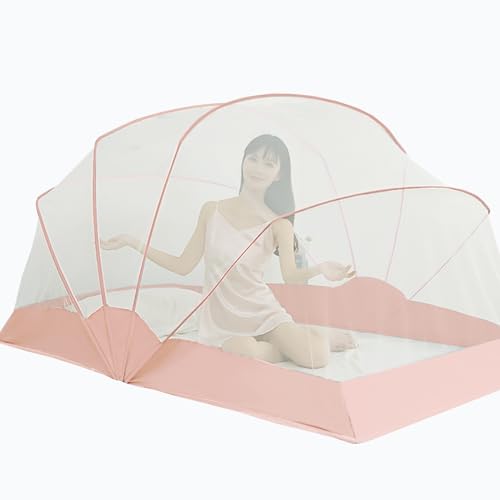 CYzpf Aufklappbar Moskitonetz Einzeltür Tragbare Moskitonetz Bett Faltdesign Einfache Installation Zelt Bett für Outdoor Camping Reisen Schlafzimmer,Pink,1.35m*1.9m*0.95m von CYzpf