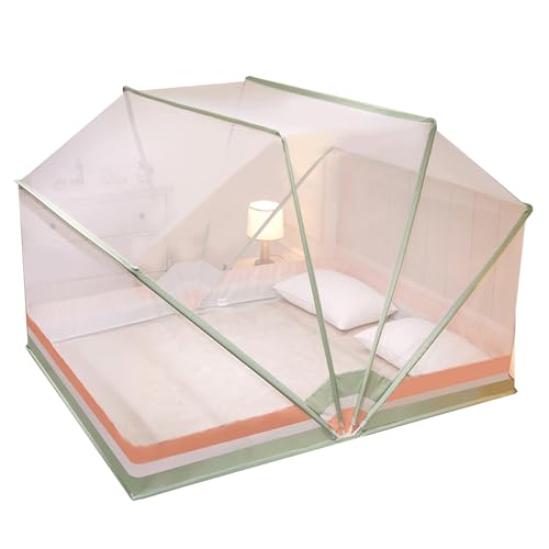 CYzpf Aufklappbar Moskitonetz Mückennetz Bett Mosquito Net Bed für Zuhause und Camping Geeignet Doppelbett und Einzelbett Leicht Anzubringen,Green3,0.8m*1.9m*0.8m von CYzpf