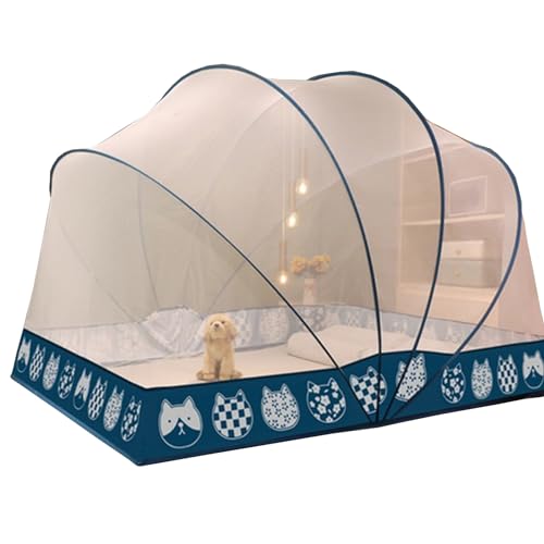 CYzpf Aufklappbar Moskitonetz Tragbare Bett Vorhang Stoff Himmelbettrahmen Mosquito Net Bed für Zuhause und Camping Geeignet Leicht Anzubringen,Blue3,0.8m*1.9m*1.2m von CYzpf