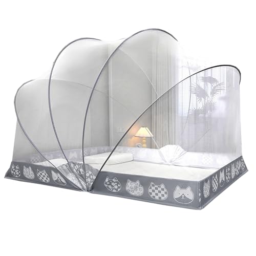 CYzpf Aufklappbar Moskitonetz Tragbare Bett Vorhang Stoff Himmelbettrahmen Mosquito Net Bed für Zuhause und Camping Geeignet Leicht Anzubringen,Gray2,0.8m*1.9m*1.2m von CYzpf