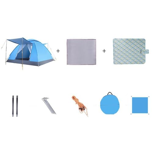 CYzpf Camping Zelt Kompaktes 2-4 Mann Kuppelzelt mit Vorzelt Pop Up 2 Doors Wasserdicht & Winddicht Familienzelt für Camping und Picknick Outdoor,Blue3,2.0m*1.5m*1.25m von CYzpf