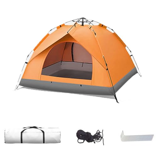 CYzpf Camping Zelt Pop up 2 Doors Wasserdicht Winddicht Zelt 3-4 Personen Einfach Aufzubauen und zu Tragen Kuppelzelt für Reise Trekking Garten Picknick,Orange,2.0m*2.0m*1.35m von CYzpf